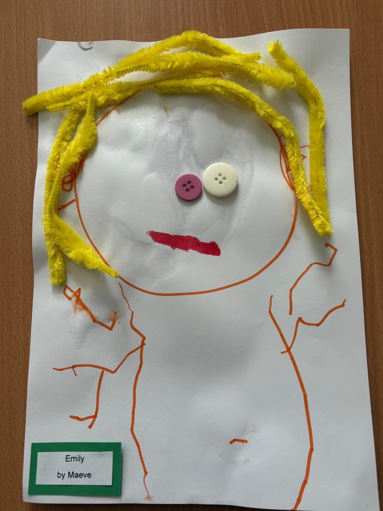 A child's portrait of Emily, made by Maeve